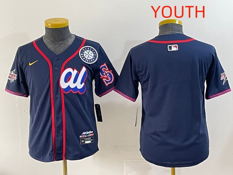 Youth 2025 Seattle Mariners Blank Drak Blue All star Blank Blue Nike MLB Jersey style 6->youth mlb jersey->Youth Jersey